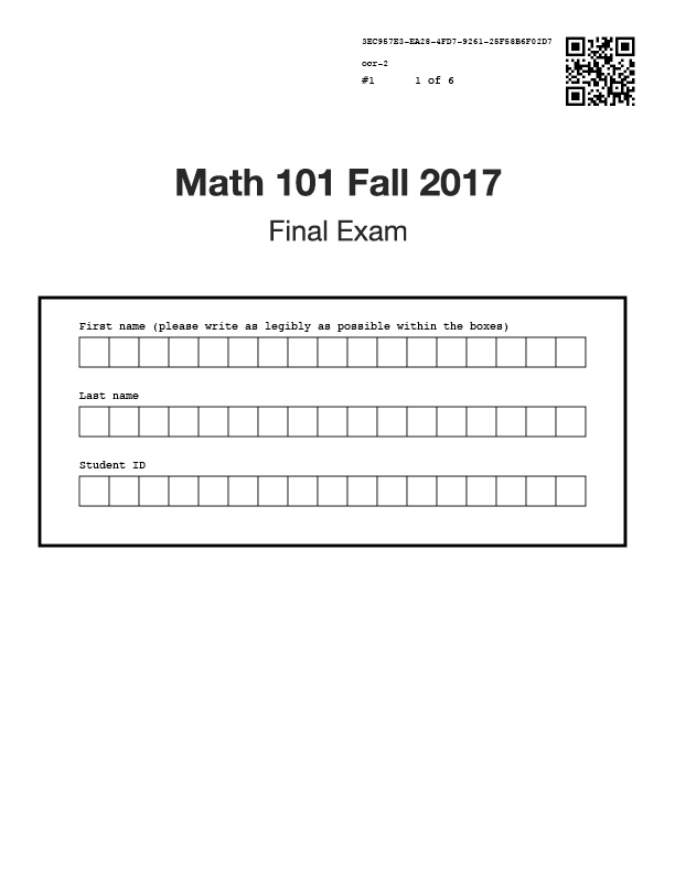 Example cover page with OCR fields